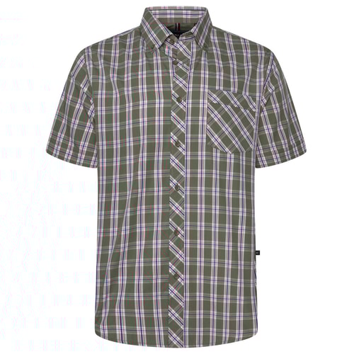 KAM Short Sleeve Casual Check Shirt Sage